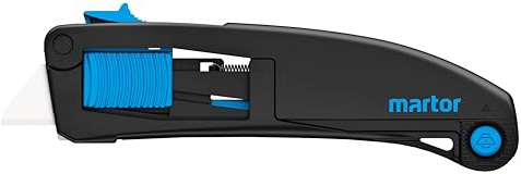 MARTOR SECUPRO MAXISAFE Sicherheitsmesser, Keramikklinge, Klingenrückzug | 3-Seiten-Schieber, vollautom. Rückzug, Karton & Folie, Rechts- & Linkshänder, Logistik, No. 101306.17