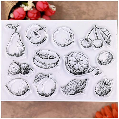 KWELLAM 2060304 Stempel mit Früchten, Birnen, Kirsche, Apfel, Zitrone, Erdbeere, transparent, für Kartenherstellung, Dekoration und Bastelarbeiten, Scrapbooking