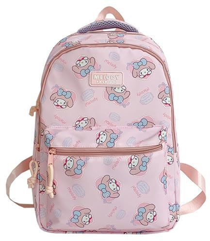Roffatide Cartoon All Over Print Casual Rucksack Laptop Rucksack Reise Wandern Rucksack Tagessack Rosa