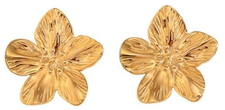 Orecchini con Fiori di Ciliegio per Donne e Ragazze Orecchini a Bottone con Fiori in Acciaio Inossidabile Placcato Oro 18 Carati Orecchini da Sposa di Tendenza