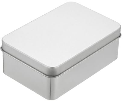 QUARKZMAN Cajas de Metal para Latas, 10.7x7x4 cm, Plateadas, Mini Cajas de Metal Rectangulares Portátiles Vacías con Bisagra y Tapa para Dulces y Tarjetas de Regalo
