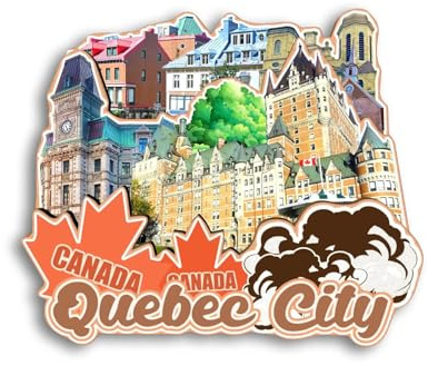 Quwsne Kühlschrankmagnet Quebec City Kanada Kühlschrankmagnet Stadt Reise Souvenirs Touristengeschenke 3D klassische Sehenswürdigkeiten handgefertigt Handwerk Heimdekoration 933, QS-CYT-933