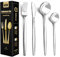 Wivico Set Couverts de 6 Personnes Table Ménagére 24 Pièces Ensemble de Table Couverts Inox Couvert Comprend Des Couteaux/Fourchettes/Cuillères,Fini Miroir,Lavable Au Lave-vaisselle