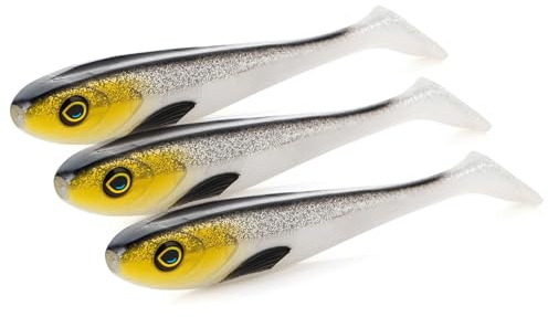 Zite Fishing Inzite Flanker Hecht-Shad 18,5cm - UV-Aktiver Gummiköder für Angeln – Robuster & Effektiver Gummifisch – Fängiger Köder (3X Golden Voltage)