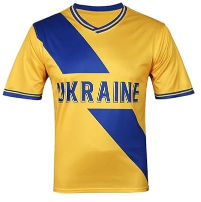 Bolognifi Men's Football Jersey Europe/America Cup Soccer T-shirt Sweatshirt Fans Footy Half Sleeves(Ukraine,XL)