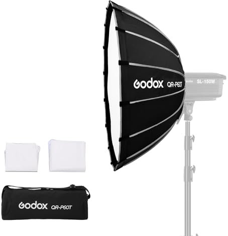 Godox QR-P60T 60cm/23.6inch Softbox Argento Wide Angle Softbox per Bowens Mount MonoLight e flash per GODOX SK400 e Neewer