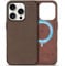 SHIELDON Leather Case for iPhone 16 Pro, [Crazy Horse Leather][Non-Slip][Anti-Scratch][Metal Button][Magnetic Wireless Charging] Slim Protective Cover Compatible with iPhone 16 Pro 2024 - Dark Brown