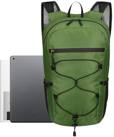LearnLyrics Wanderrucksack, Wanderrucksack – Wanderrucksack für Herren, 20 l, für Reisen, Sportrucksack für Erwachsene, Bergsteigen, faltbar, für Wandern im Freien, Camping, Armee grün, Se référer au