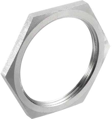 sourcing map Cast Pipe Fitting Hex Locknut, 304 Stainless Steel Hex Lock Nut NPT 1 Female Thread for Plumbing Fixed, Water Broom and Undercarriage Cleaner