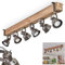 HOFSTEIN Deckenleuchte Pehefito, 6-flammige Deckenlampe aus Metall/Holz in Grau/Natur, verstellbare Leuchte im Industrial/Retro/Vintage-Design mit Holzbalken, GU10, Esszimmer, Wohnzimmer, Küche, Flur