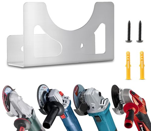 Premium Winkelschleifer Wandhalter in Edelstahl | Wandhalterung | 115-125mm | inkl. Befestigungsmaterial | für viele Hersteller geeignet - Einhell - Makita - Bosch - Dewalt - Flex uvm Silber