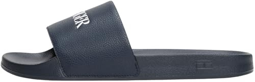 Tommy Hilfiger Men’s Print Tumble Slides with Logo, Blue (Desert Sky), 8