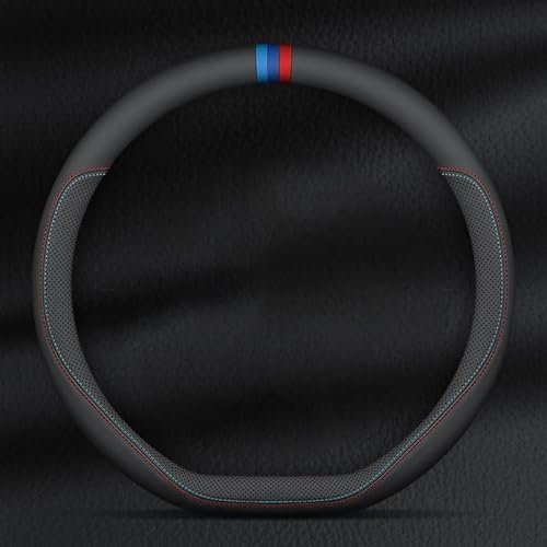 ZKSJFU Lenkradbezug für BMW M3 E30 E36 E46 E92 E93, Nappaleder Steering Wheel Cover Anti-Rutsch Atmungsaktives Lenkradschutz Auto, Universal 37-38cm Lenkradbezug,D/2