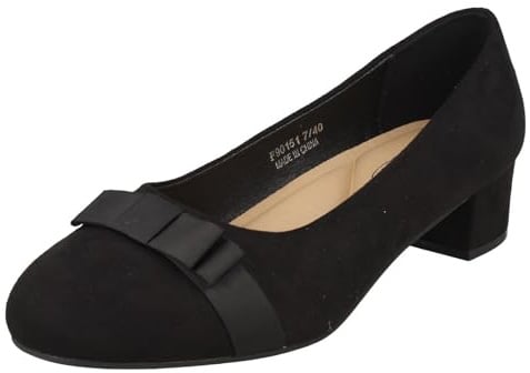 Spot On Ladies Block Heel Formal Wide Fit Court Shoes F9R0151