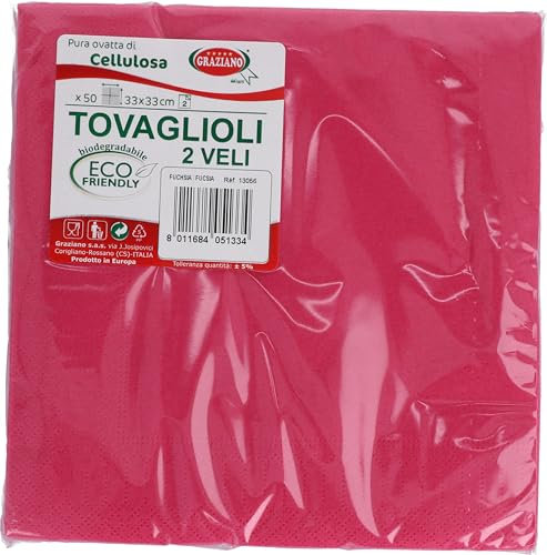 Einweg-Servietten, 50 Stück, Format 33 x 33 cm, Fuchsia