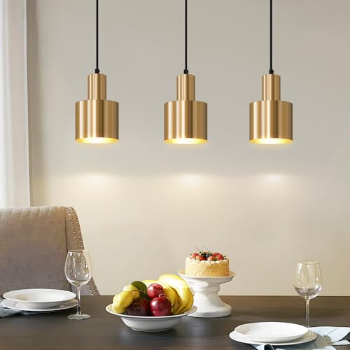 Deboola Pendelleuchte Esstisch Hängelampe Gold - Esstischlampe Esszimmer Modern Design 3 Flammig Esszimmerlampe Metall E27 Hängeleuchte für Wohnzimmer Arbeitszimmer- Ohne Leuchtmittel