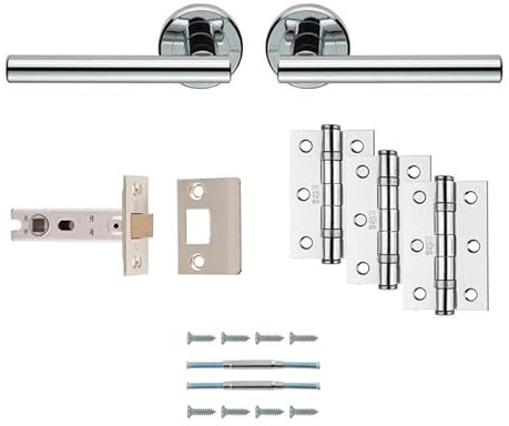 Carlisle Brass Faro Ulitmate Door Pack - Includes Pair of Handles, 3 Hinges and a 3 Latch in Polished Chrome