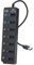7 Port USB Hub 3.0 Splitter Multi USB Port Adapter with Extension Cable Individual Switches and Power Lights High-Speed Data Hub Multiport Extender Adaptor Plug for Laptop PC Flash Drives Computer