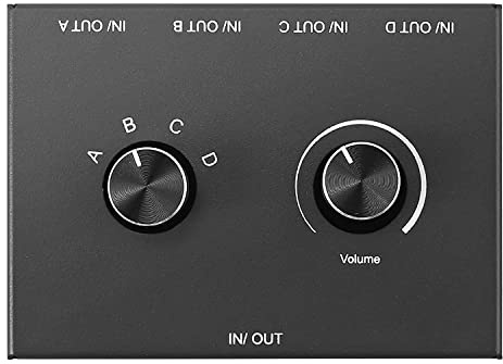 Remingtape 4 Port 3,5 mm Stereo Audio Umschalter Unterstützt 1 in 4 Out oder 4 in 1 Out für PC Telefon Laptop Kopfhörer