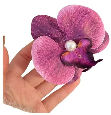 Haar-Accessoires, Blumen-Haarspange, Haarschmuck, Orchidee, Orchidee, Haarspange, Kopfschmuck, Bohemian-Haarspangen (Violett-Rosa)