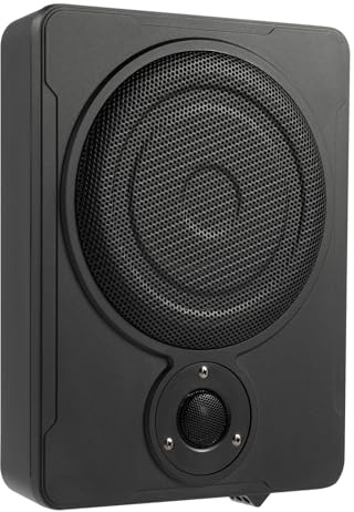 Mqwdxzfes Unterfahrersitz Auto Subwoofer, 200W Ultraflacher Aktiver Verstärkter Bass mit Eingebautem Verstärker, Einstellbarer Aktiver Subwoofer Auto für Autos LKWs Jeeps, Hoch-/Niedrigpegeleingang