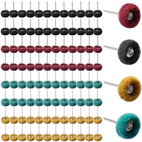 100 Stück 25mm Schleifmittel Polierscheiben Set für Dremel | T-Förmige Schleifscheibe-Polierschleifscheibe | 3mm Schaft Mini-Schleifräder | Zum Polieren, Reinigen & Entrosten von Metall