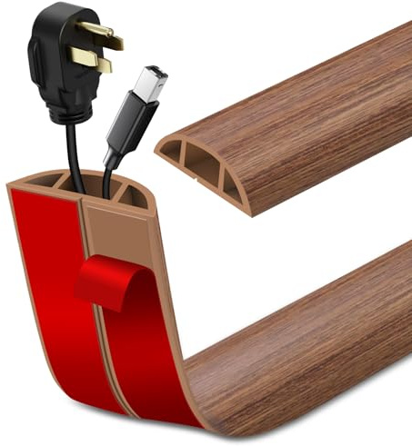 Kabelkanal selbstklebend Länge 3m Boden Kabelbrücke flexiblen Kabelschutz Kabelschacht Kabelabdeckung für Haus Büro Lager Konzert (3m×3cm, Hellbraun Holzmaserung)
