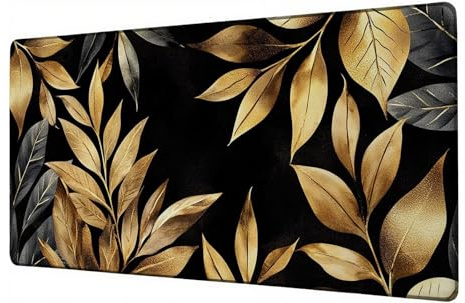 Gaming Mauspad Gold XXL Mousepad 900x400 mm Schreibtischunterlage Blatt Mauspad Groß Verbessert Präzision und Geschwindigkeit Mousepad rutschfeste Desk Mat, für Gaming Studium Büro Zubehör D-985