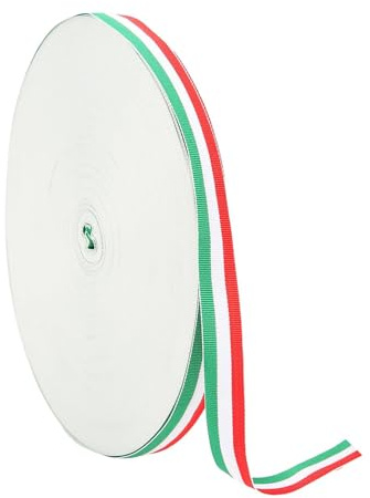 Cinta Verde Roja Blanca, 50 m 10 mm Cinta Decorativa de Nailon Tricolor Nylon Rollo de Embalaje de Bandera Cincha de Poliéster Para Decoración Envoltura de Regalos Costura Accesorios de Cabello DIY