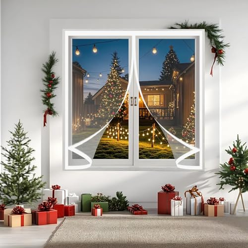 Rideau de Fenetre Isolant Thermique 136 x 74 cm Anti Froid et Chaleur Vent Imperméable Isolation Phonique Transparent Rideau Thermique pour Fenetre Différentes Tailles, A