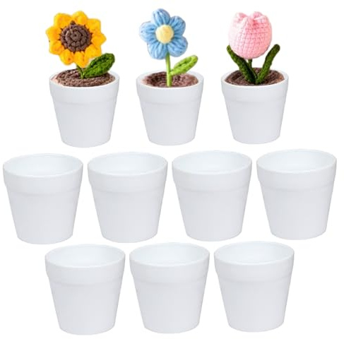 Gcroet 10Pcs Mini Flower Pots, Small Plant Pots with No Drainage Hole, Thickened Plastic Succulent Planter for Indoor Plants, Herbs, Home Decor (White)