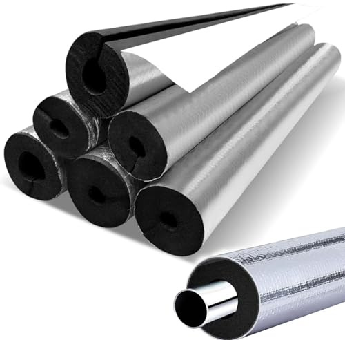 Tuyau Isolation en Papier D'aluminium Anti-Gel et Calorifuge, Tube en Mousse pour Tuyaux Extérieurs, Conduites D'eau Chaude Et Froide, Manchon Isolation en Semi-fendue (ID)27mm x (T)30mm x (L)0.95m
