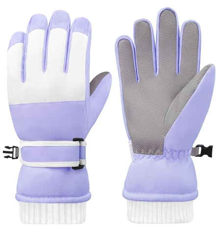 lifwimner Guanti invernali per bambini, guanti da sci per ragazzi e ragazze, impermeabili, antivento, per sci, snowboard, sport all'aria aperta (viola, L)