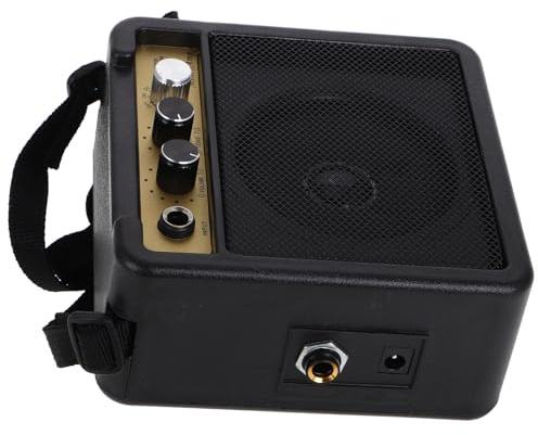 BESTonZON Kleiner Gitarrenverstärker mit Vielseitigen Anschlussmöglichkeiten aus Kunststoff und Metall Schwarz 5w und Eingebauten Soundeffekten für E-Gitarre und Bass