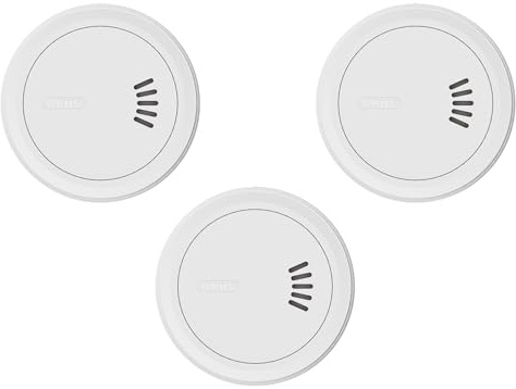 ABUS Rauchmelder Prefira Mini, 3er Set - Q-Label zertifizierter Mini-Rauchmelder mit 10-Jahres-Batterie, Fehlalarmreduzierung, 2-LED-Raucherkennung, adaptiver LED-Helligkeit, Magnethalter und Klebepad