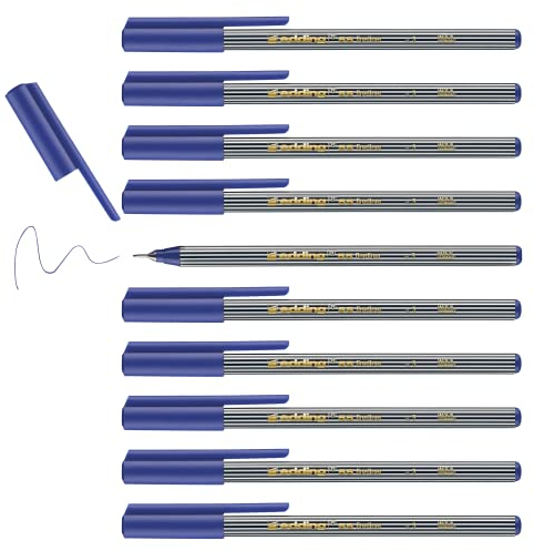 edding 55 - Fineliner - blau - 10 Stifte - 0,3 mm Spitze - Farbstift zum Schreiben, Malen, Unterstreichen, Illustrieren - für Kinder und Erwachsene, Schule, Homeoffice, Büro