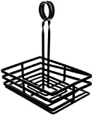 American Metalcraft FWC68 Flat Coil Wrought Iron Condiment Rack – Black - Commercial Tabletop Organizer – 8” L x 5-7/8” W x 9-1/4” H - With Center Handle
