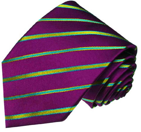 Lorenzo Cana - lila grüne schmale Streifen Krawatte aus 100% Seide - Binder türkis gestreift - 84437