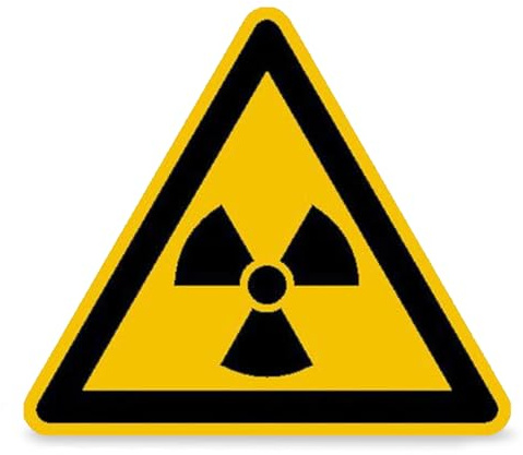 Betriebsausstattung24 Warnschild Warnung vor radioaktiven Stoffen oder ionisierender Strahlung - PVC-Folie, sebstklebend - 31,5 cm Seitenlänge - W003