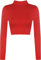 WearAll New Womens Turtle Neck Crop Ladies Long Sleeve Plain Polo Short Stretch Top - Red - 8/10