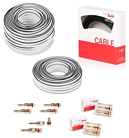 Teufel 5.1 Heimkino Kabel-Set 50m² Performance C4545S | Heimkino-Kabel-Set an AV-Receiver & Subwoofer, 5 Paar Bananenstecker