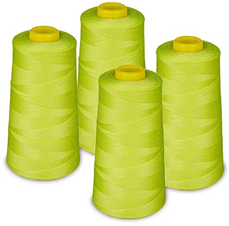 Lialina 4 Konen Overlockgarn - 202 Hellgrün, OEKO-TEX, Garnstärke 40S/2 (120), Länge je 2700m, 100% Polyester - Nähgarn Set für Overlock Nähmaschinen