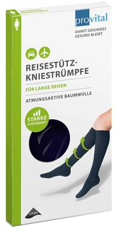 PROVITAL Reisekniestrümpfe Gr.35-38 marine Baumw. 2 St