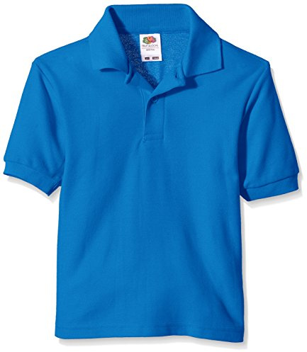 Fruit of the Loom Unisex Kids 65/35 Short Sleeve Polo Shirt, Royal, 7-8 Years