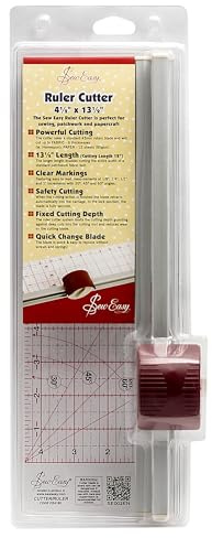 Sew Easy 12” Ruler Cutter – Fabric & Paper Trimmer, Craft Rotary Guillotine, Portable Slicer, 4.5 x 13.5in