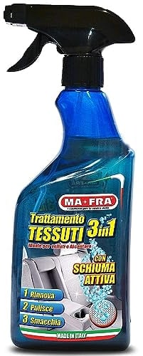 Ma-Fra, Trattamento 3in1 Tessuti, Deterge e Smacchia Tessuti Delicati Come Velluto e Alcantara, Ideale per Sedili Auto e Microfibra, Rinnova i Colori e Dona Una Fresca Nota di Profumo, Formato 500ml