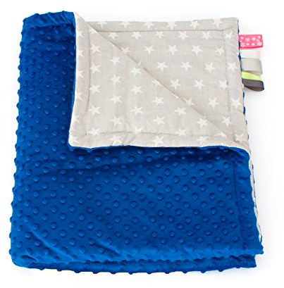 1buy3 Minky Babydecke gefüttert |Plüschdecke |Krabbeldecke |Kuscheldecke 100 x 160 cm (Royalblau + Sterne auf grau)