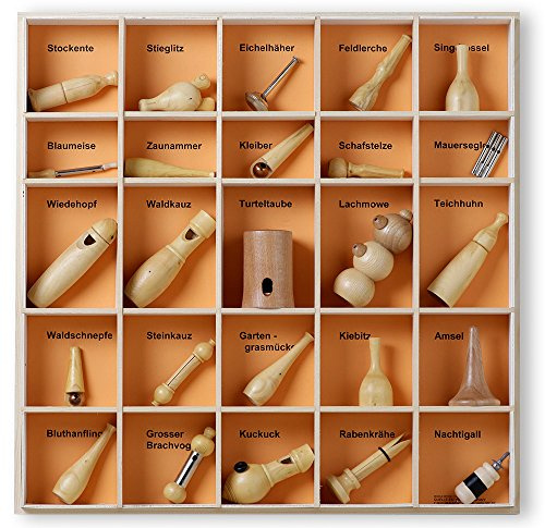 KOOKOO Vogelpfeifen 25er Set, Handgefertigte Instrumente für Naturgeräusche, Vogelstimmen-Imitation mit Aufbewahrungsbox (25er Set)