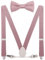 EOAYONY Hosenträger und Fliege für Herren und Jungen, elastisch, für Hochzeit, Blush Pink, 47 inches(Adult size)