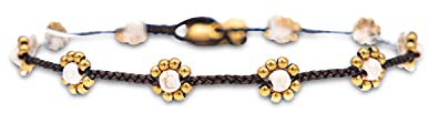 Made by Nami Surfer Fußkettchen mit Perlen Damen & Mädchen - Handmade Festival & Strand Accessoires - Goa Hippie Fußkette - Fußband Bunt Orientalisch (White Beads)